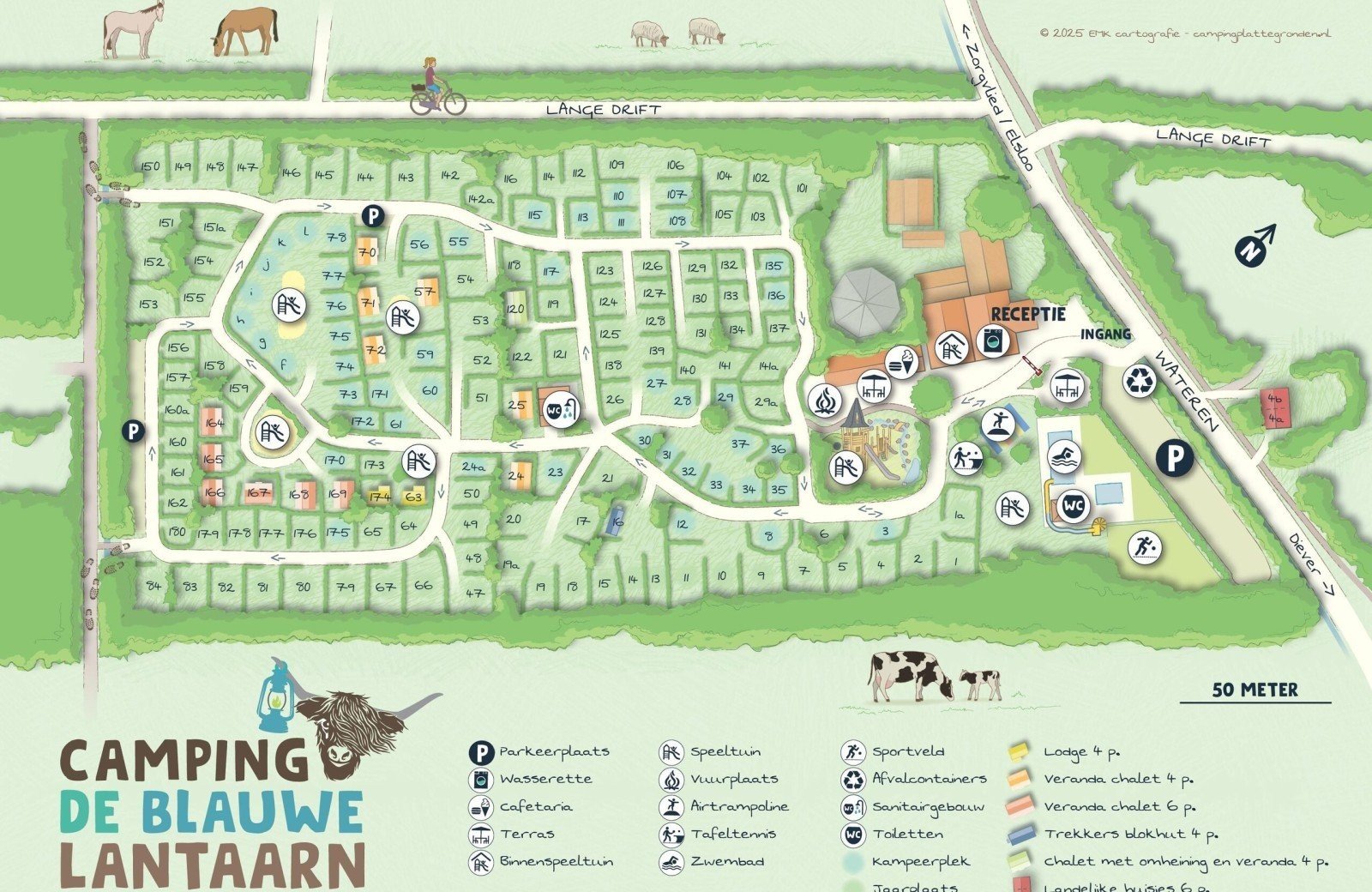 plattegrond camping de Blauwe Lantaarn